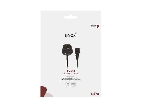 Sinox 3-nastainen johdinsarja UK-stikillä. 1,8m. Lajittelu