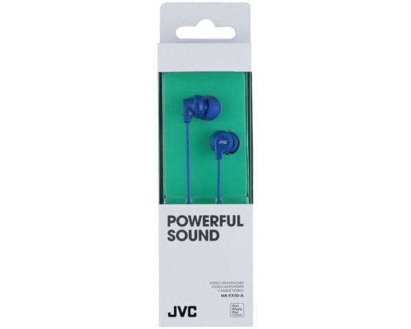 JVC HA-FX10 - Ørepropper - i øret - kablet - 3,5 mm jakk - blå