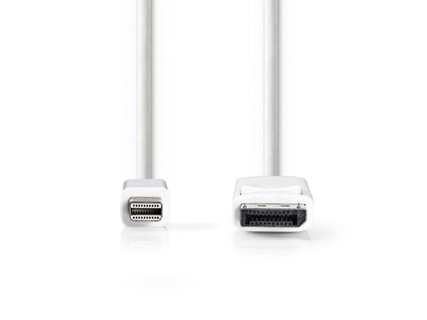 Nedis CCGP37400WT20, 2 m, Mini DisplayPort, DisplayPort, 1920 x 1080 piksler, Hvit, Nickel