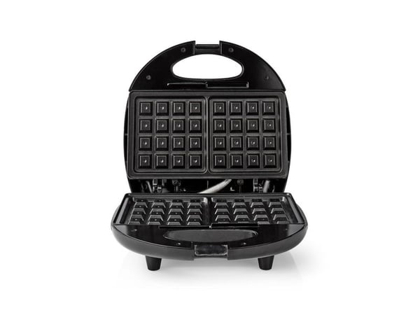 Nedis KAWP200BK, 2 vafler, Rektangulær, Sort, Sølv, Aluminium, Plast, Kraft indikator, 750 W