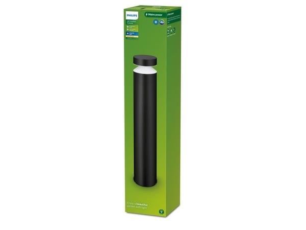 Philips Laven-sokkel/stilys, 6 W, Utendørs sokkel/stang-belysning, Svart, Metall, IP44, Terrasse, Hage, II
