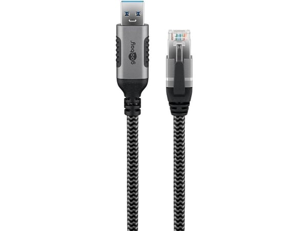 Goobay 70499, USB A, RJ-45, 3 m, musta, hopea