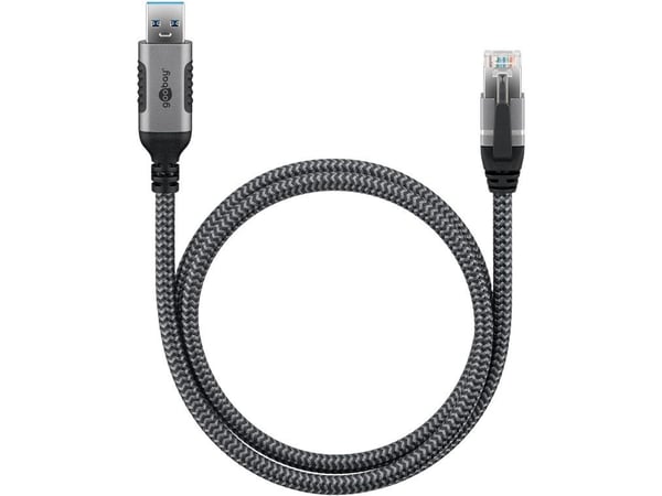 Goobay 70694, USB A, RJ-45, 10 m, musta, hopea
