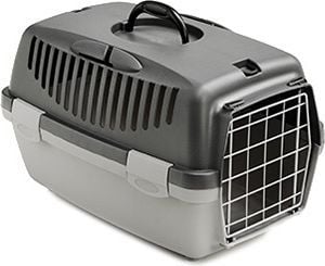 Beeztees Gulliver 1 Deluxe, Hardt transportbur, Transportbur (kjæledyr) for passasjerfly, Hund, 6 kg, Frontmatet, Grå