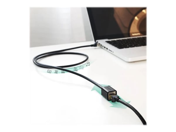 Ugreen - Forlengelseskabel for patch - RJ-45 (hann) til RJ-45 (hunn) - 45.7 cm - STP - CAT 6 - formstøpt, uten hindringer, flertrådet - svart