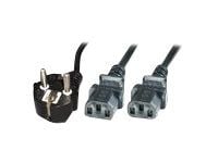 MicroConnect - Strömfördelare - ström CEE 7/7 (han) till ström IEC 60320 C13 - 3 m - sort