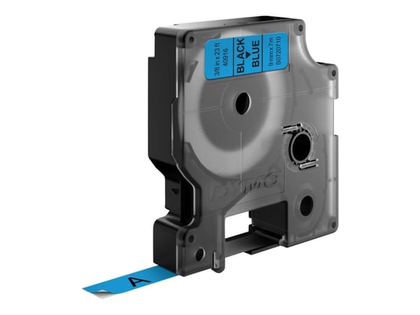 DYMO D1 - Selv-adhesiv - sort på blått - Rull (0,9 cm x 7 m) 1 kassett(er) merketape - for LabelMANAGER 120P, 210D, 220P, 350D, 450D; LabelPOINT 25...