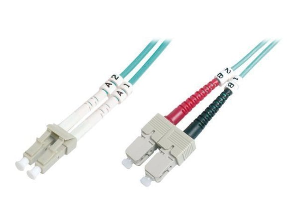 DIGITUS - Patch-kabel - LC multiläge (hane) till SC-läge (multi-mode) (hane) - 10 m - fiberoptisk - 50/125 mikron - OM3 - startad, halogenfri - hav...