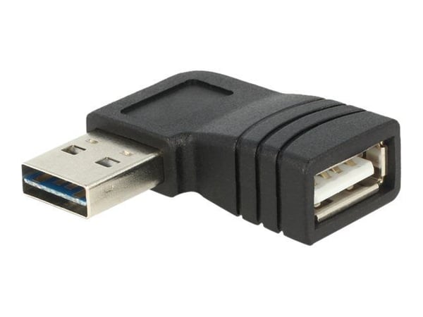 Delock Adapter EASY-USB 2.0-A uros > USB 2.0-A naaras vasemmalle / oikealle - USB-sukupuolen vaihtaja - USB (hun) til USB (han) - 90° stikforbin...