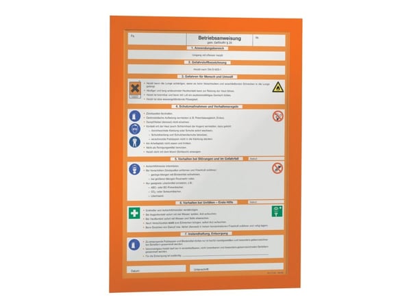 DURABLE DURAFRAME MAGNETIC - Dokumentholder - for A4 - magnetisk - oransje (en pakke 5)