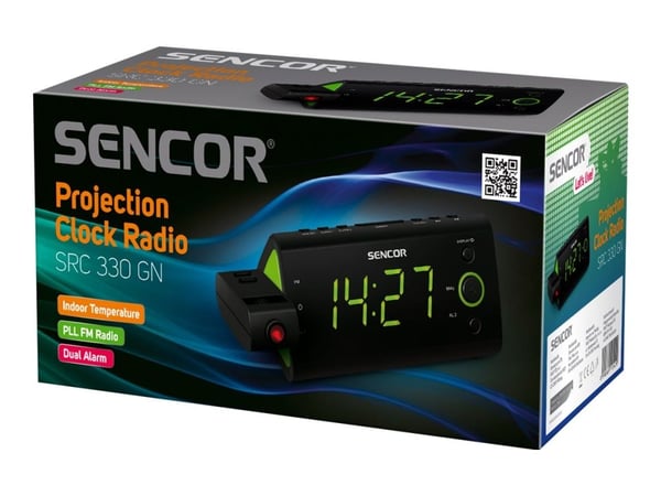 Sencor SRC 330 GN RADIOCLOCK, Alam Clock with projector, Digital, FM, ,05 cm (1.2"), Green - 420g