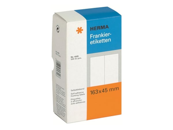 HERMA frankeringsetiketter - selvklebende - hvit - 163 x 45 mm 500 etikett(er) (250 ark x 2) frankeringsetiketter