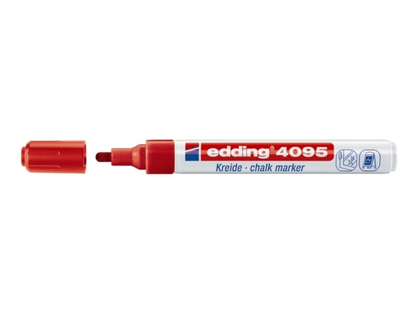 Edding 4095, Musta, Sininen, Vihreä, Punainen, Bullet, Hajuton, 4 kpl