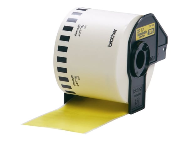 Brother DK44605 - Fjernbart adhesiv - gul - Rull (6,2 cm x 30,5 m) 1 rull(er) merkelapper - for Brother QL-1050, QL-500, QL-550, QL-560, QL-570, QL...