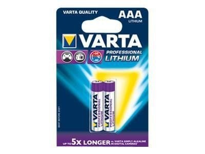 Varta 06103, Kertakäyttöinen akku, AAA, Litium, 1,5 V, 2 kpl, 1100 mAh Varta 06103, Kertakäyttöinen akku, AAA, Litium, 1,5 V, 2 kpl, 1100 mAh