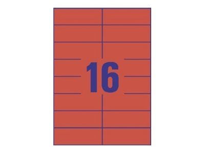Avery - Rød - 105 x 37 mm 1600 etikett(er) (100 ark x 16) filmappeetiketter