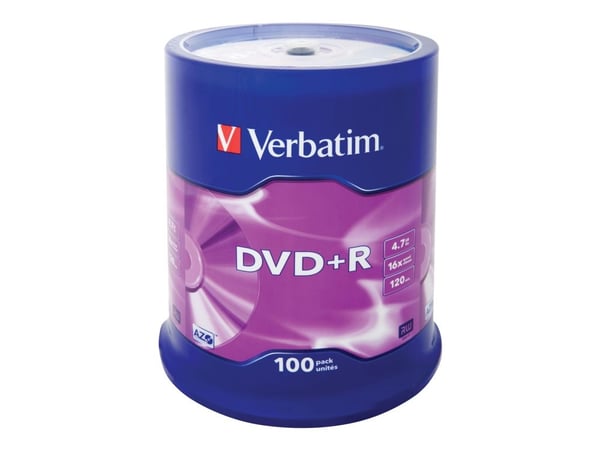 Verbatim - 100 x DVD+R - 4.7 GB 16x - matt sølv - spindel