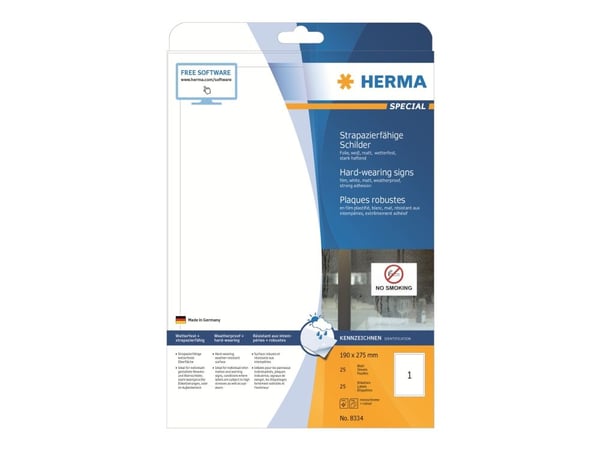 HERMA Special - Självhäftande - vit - 190 x 275 mm 25 stk (25 ark x 1) papper