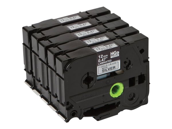 Brother HGE-M931V5 - Sort på sølv - Rull (1,2 cm x 8 m) 5 kassett(er) laminert teip - for P-Touch PT-9500pc, PT-9800PCN; P-Touch R RL-700S