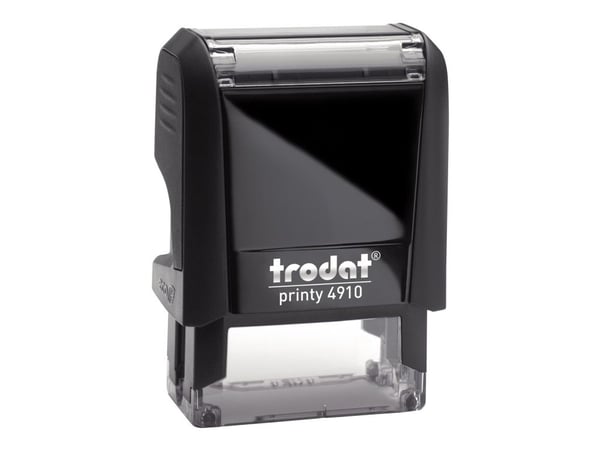 Trodat Printy 4910 - Stämpel - självinfärgning - svart - anpsssad text - 26 x 9 mm - ekosvart