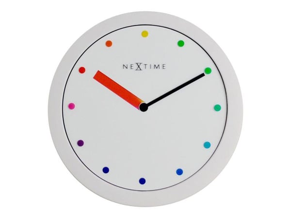 Nextime Colour Change - Klokke - kvarts - veggmonterbar - 28 cm - hvit