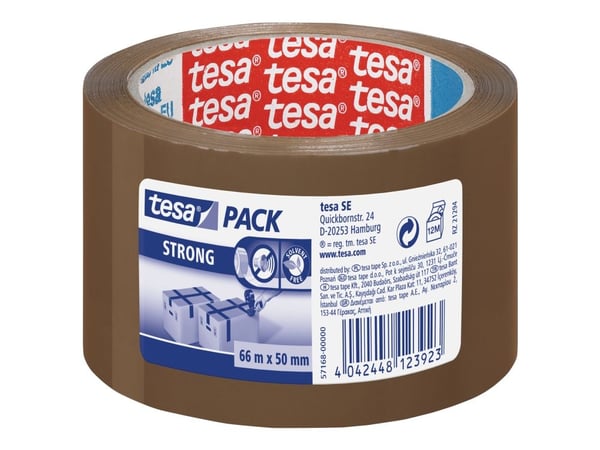 Tesapack Strong - Pakketape - 50 mm x 66 m - polypropylen - brun