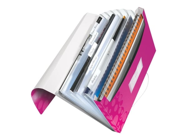 Leitz WOW - Dokumentmappe - kan utvides - 6 rom - 6 deler - for A4 (210 x 297 mm) - med fliker - metallisk rosa