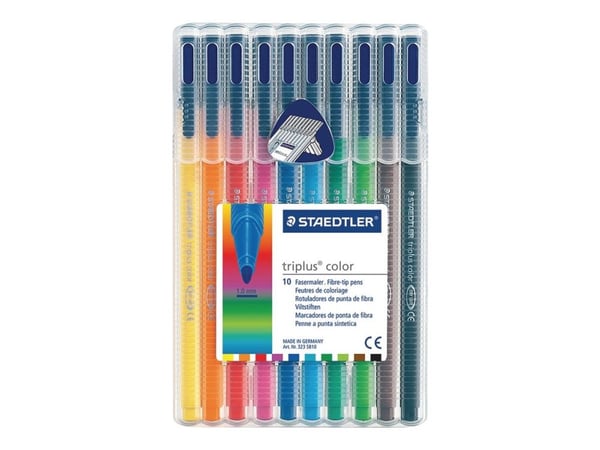 Fiberpen Staedtler 323 SB10 Triplus Color 1,0 mm ass. farver - (10 stk.)