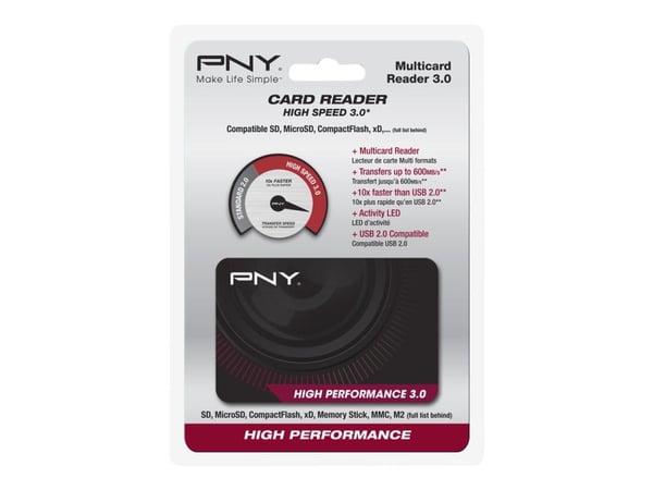 PNY High Performance Reader 3.0 - Kortläsare (Multiformat) - USB 3.0