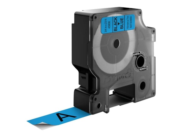 DYMO D1 - Selv-adhesiv - sort på blått - Rull (1,9 cm x 7 m) 1 kassett(er) merketape - for LabelMANAGER 360, 400, 420, 450, 500, PC, PC2, Wireless ...