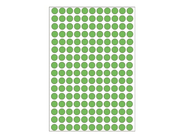 HERMA - Permanet adhesiv - grønn - 8-mm rund 5632 etikett(er) (32 ark x 176) merkelapper