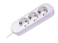 Bachmann 3x Schuko H05VV-F 3G 1.50mm² 16A/3680W 3m, 3 m, Muovi, Valkoinen, 3 AC-pistorasia(a), 3680 W, 16 A