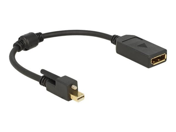 Delock - DisplayPort-sovitin - DisplayPort (hun) til Mini DisplayPort (han) - 25 cm - tommelskruer - sort