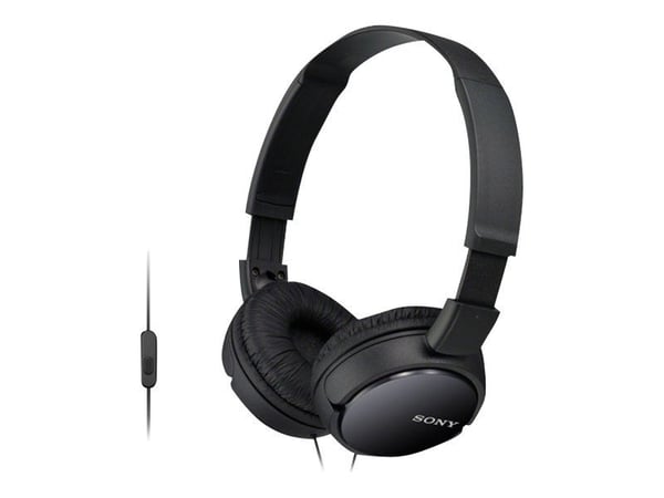 Sony MDR-ZX110AP - Hörlurar med mikrofon - fullstorlek - kabelansluten - 3,5 mm kontakt - svart