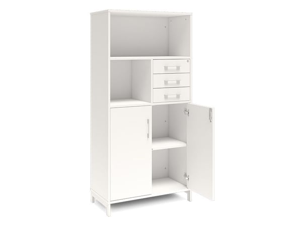 Toimistokaappi DNA, 800x1660 mm, valkoinen/valkoinen, vetolaatikkomoduuli 4A4/2A4