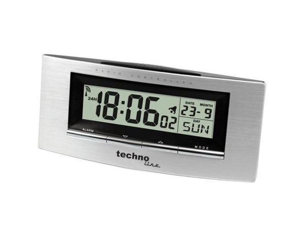 Technoline WT182, Digitaalinen herätyskello, Suorakulmio, Hopea, 12/24t, F, °C, LCD