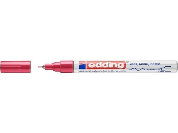 Edding 780, Rød, Fibre tip, Rød, Hvit, Aluminium, Fint, 0,8 mm