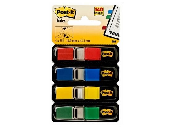 Indexflikar, Post-it, small, 4 assorterade färger, 4 block á 35 ark