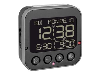 TFA-Dostmann BINGO 2.0, Digital väckarklocka, Torg, Svart, Plast, -10 - 50 ° C, LCD