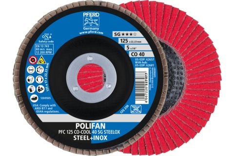 PFERD 67760425, Lamellskive, Nedsenket senter, Aluminium, Rustfritt stål, Stål, Alle merker, 2,22 cm, 12,5 cm