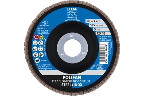 PFERD 67760425, Lamellskive, Nedsenket senter, Aluminium, Rustfritt stål, Stål, Alle merker, 2,22 cm, 12,5 cm