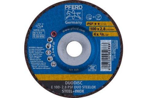 PFERD E 100-2,8 PSF DUO STEELOX/16,0, Stål, Rustfritt stål, PFERD, 1,6 cm, 10 cm, 15300 rpm, 10 stk