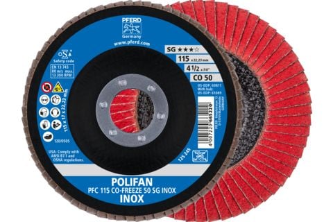 PFERD 67711550, Lamellskive, Nedsenket senter, Rustfritt stål, Alle merker, 2,22 cm, 11,5 cm