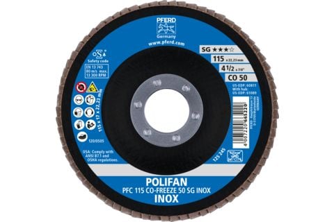 PFERD 67711550, Lamellskive, Nedsenket senter, Rustfritt stål, Alle merker, 2,22 cm, 11,5 cm