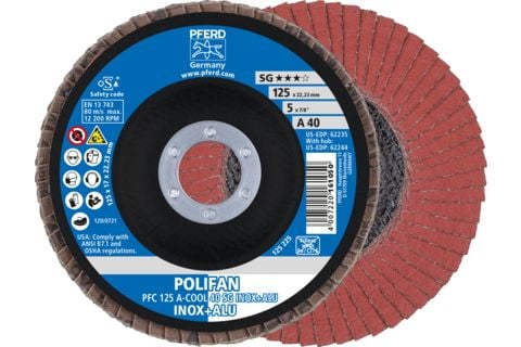 PFERD 67754125, Klaffskive, Aluminium, Ikke-jernholdig metall, Rustfritt stål, 12,5 cm, Alle merker, Nedtrykket senter, 2,22 cm