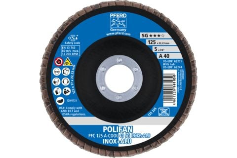 PFERD 67754125, Klaffskive, Aluminium, Ikke-jernholdig metall, Rustfritt stål, 12,5 cm, Alle merker, Nedtrykket senter, 2,22 cm