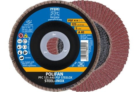 PFERD 67744125, Lamellskive, Nedsenket senter, Rustfritt stål, Stål, Alle merker, 2,22 cm, 12,5 cm