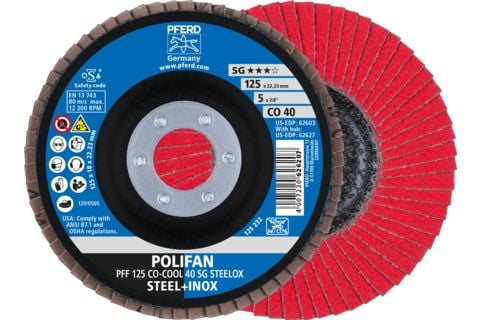 PFERD 67660425, Lamellskive, Nedsenket senter, Aluminium, Rustfritt stål, Stål, Alle merker, 2,22 cm, 12,5 cm