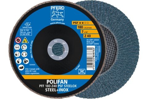PFERD 67664185, Lamellskive, Nedsenket senter, Rustfritt stål, Stål, Alle merker, 2,22 cm, 18 cm