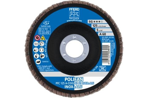 PFERD 67756125, Klaffskive, Aluminium, Ikke-jernholdig metall, Rustfritt stål, 12,5 cm, Alle merker, Nedtrykket senter, 2,22 cm